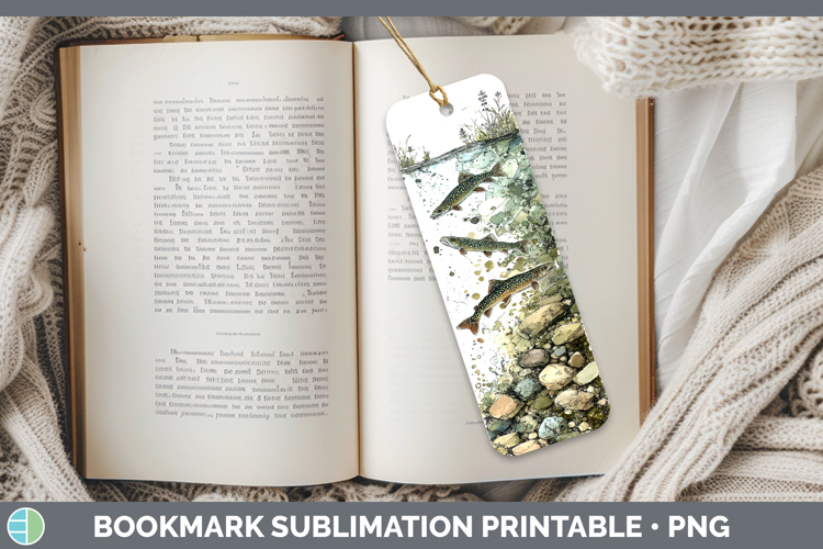 Brook Trout Lake Fish Sketch Bookmark Sublimation Design