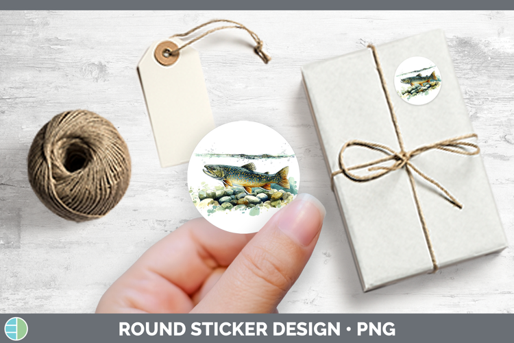 Brook Trout Lake Fish Sketch Stickers Design