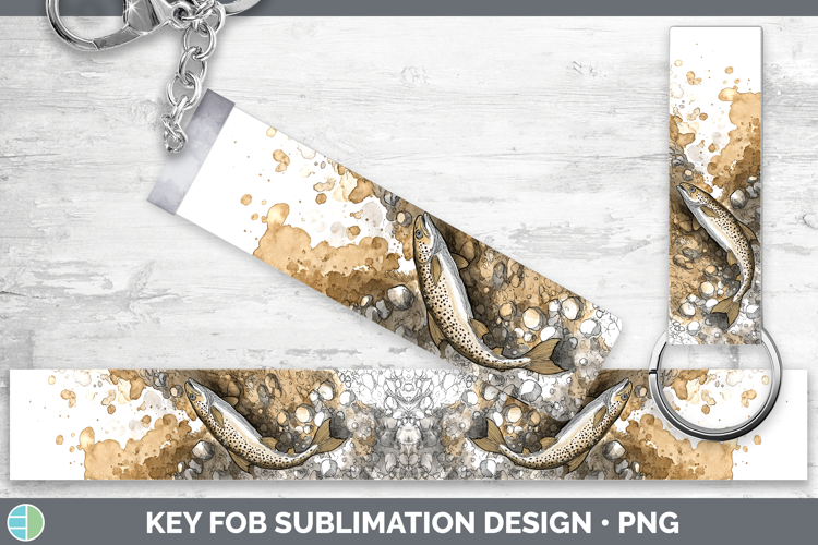 Brown Trout Lake Fish Sketch Key Fob Sublimation Design