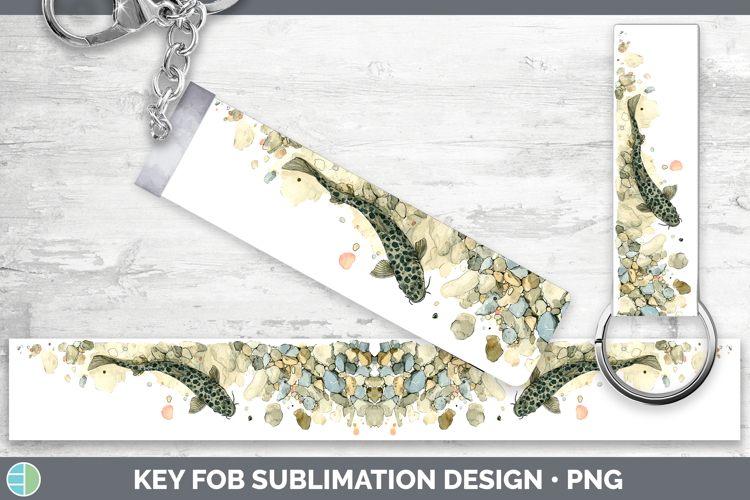 Channel Catfish Lake Fish Sketch Key Fob Sublimation Design