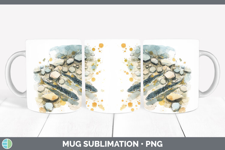 GorgeousLake Fish Sketch Mug Wrap design.
