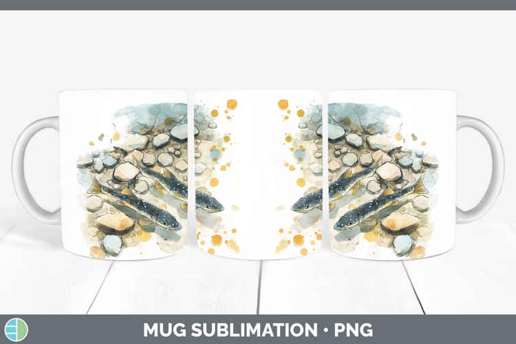Channel Catfish Lake Fish Sketch Mug Wrap Sublimation Design