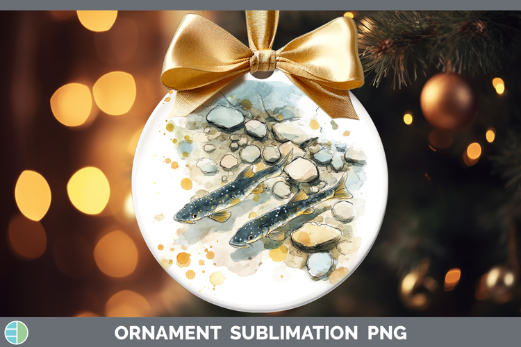 Channel Catfish Lake Fish Sketch Ornament Sublimation Design