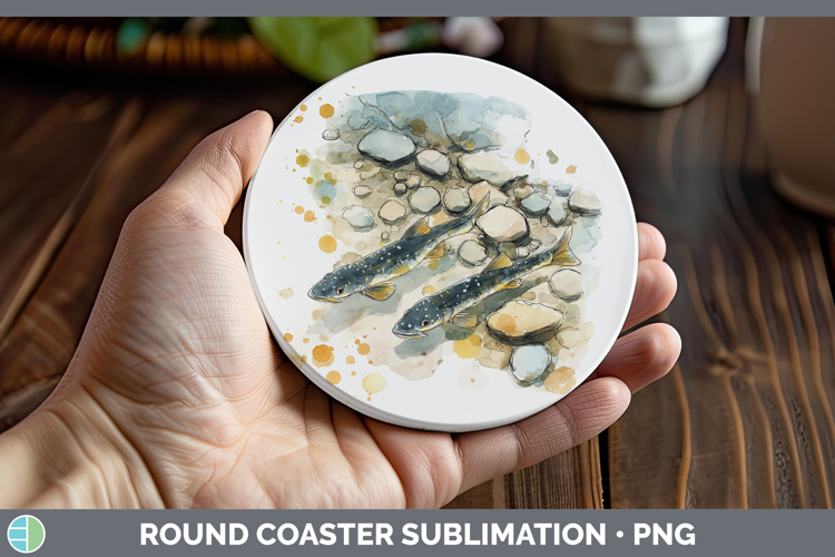 Channel Catfish Lake Fish Sketch Round Coaster Sublimation D