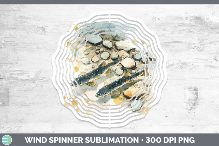 GorgeousLake Fish Sketch Wind Spinner design.