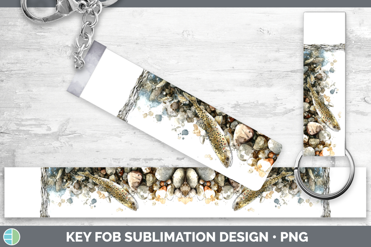 Cutthroat Trout Lake Fish Sketch Key Fob Sublimation Design