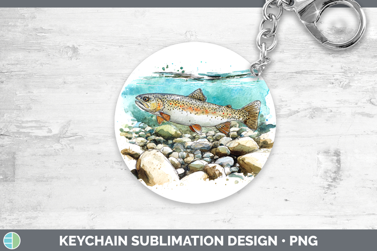 Cutthroat Trout Lake Fish Sketch Keychain Sublimation Design