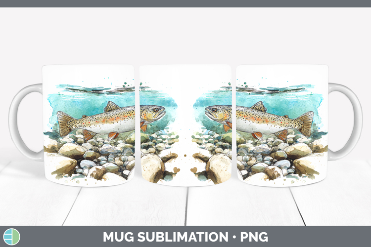 Cutthroat Trout Lake Fish Sketch Mug Wrap Sublimation Design