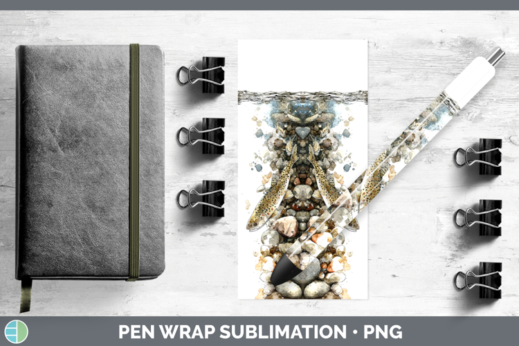 Cutthroat Trout Lake Fish Sketch Pen Wrap Sublimation Design