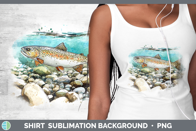 Cutthroat Trout Lake Fish Sketch Shirt Sublimation Design
