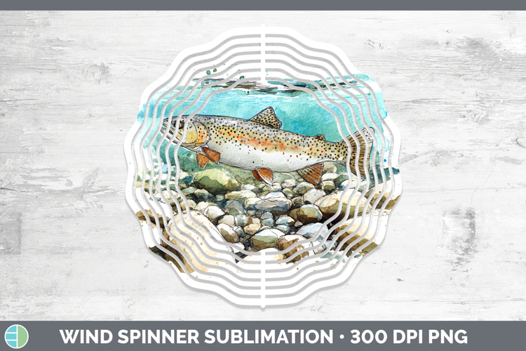 Cutthroat Trout Lake Fish Sketch Wind Spinner Sublimation De