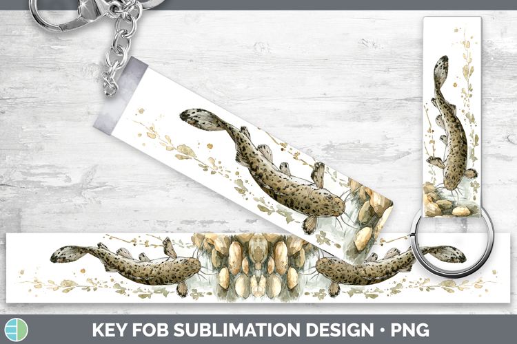 Flathead Catfish Lake Fish Sketch Key Fob Sublimation Design