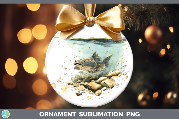 Flathead Catfish Lake Fish Sketch Ornament Sublimation Desig
