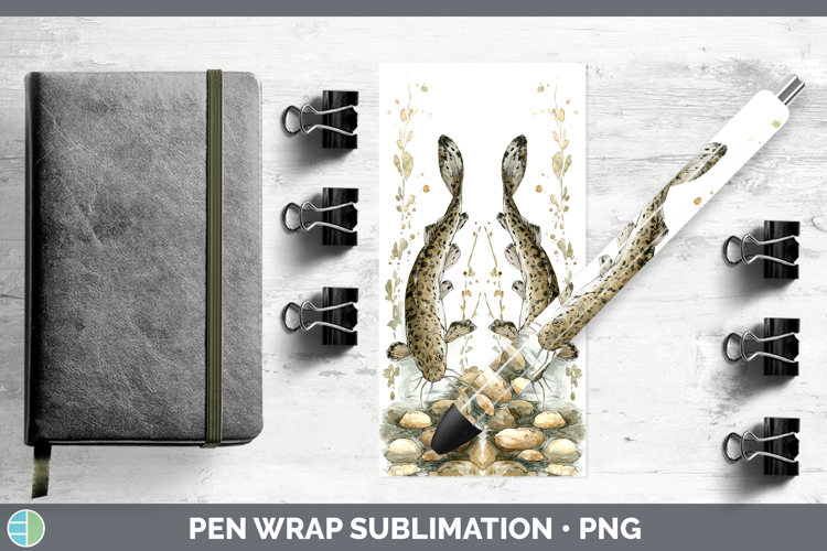 Flathead Catfish Lake Fish Sketch Pen Wrap Sublimation Desig