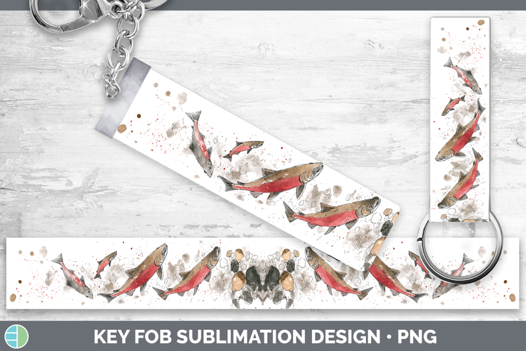 Kokanee Salmon Lake Fish Sketch Key Fob Sublimation Design
