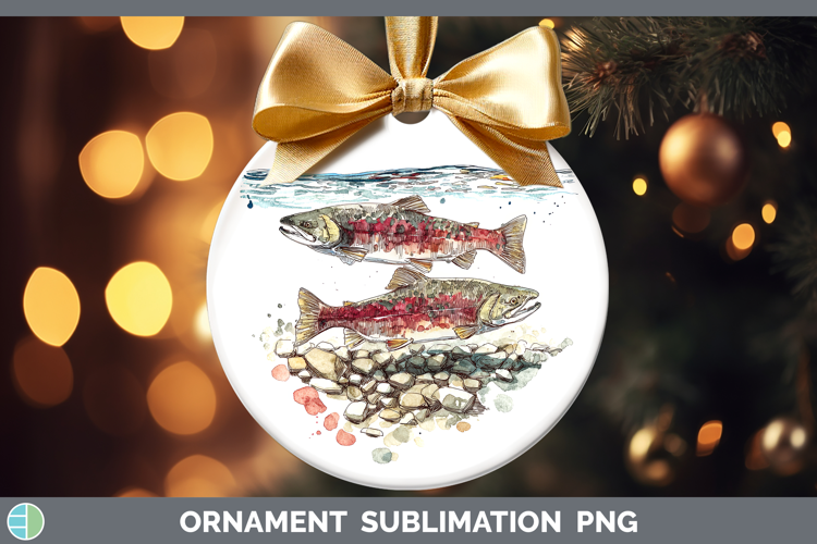 Kokanee Salmon Lake Fish Sketch Ornament Sublimation Design