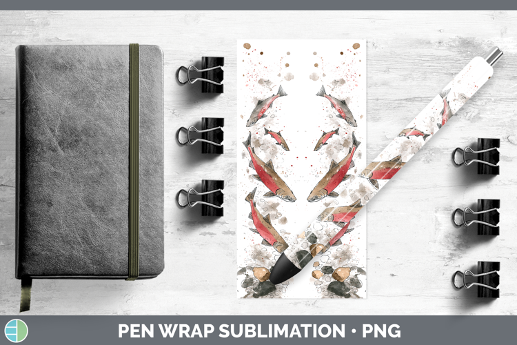 Kokanee Salmon Lake Fish Sketch Pen Wrap Sublimation Design