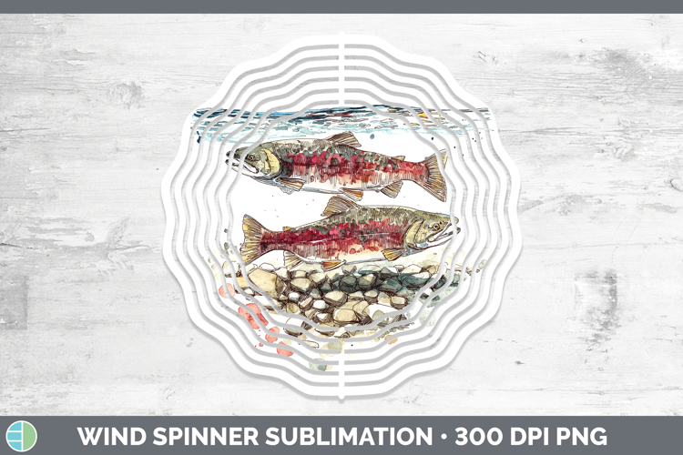 Kokanee Salmon Lake Fish Sketch Wind Spinner Sublimation Des