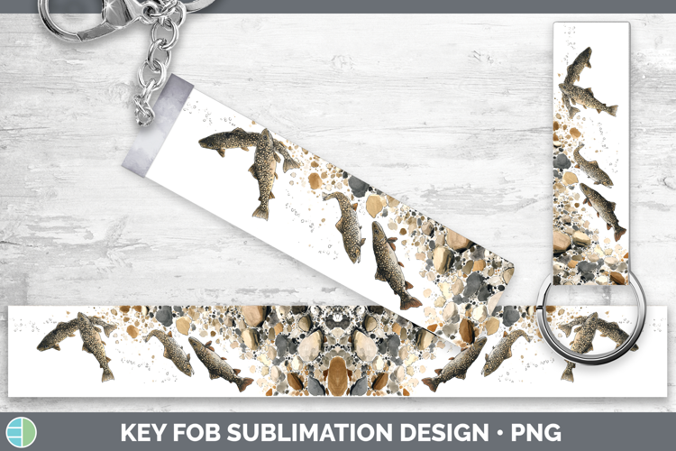 Lake Trout Lake Fish Sketch Key Fob Sublimation Design