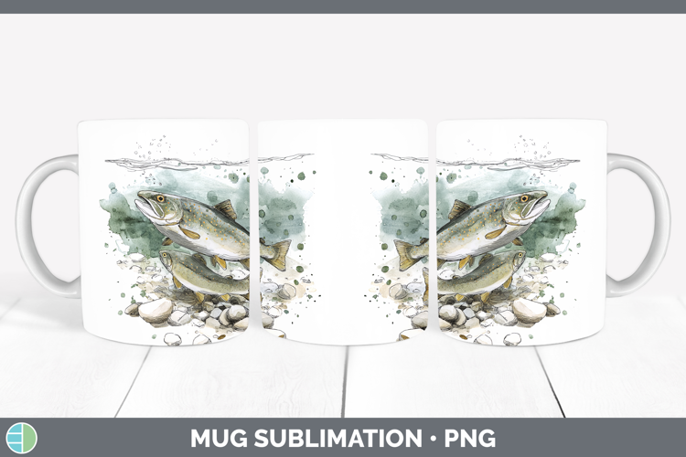 Lake Trout Lake Fish Sketch Mug Wrap Sublimation Design