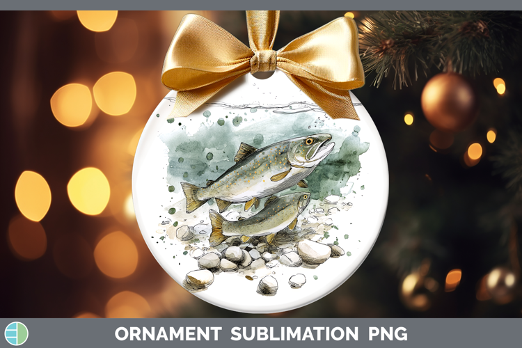 Lake Trout Lake Fish Sketch Ornament Sublimation Design