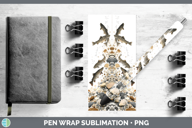 Lake Trout Lake Fish Sketch Pen Wrap Sublimation Design