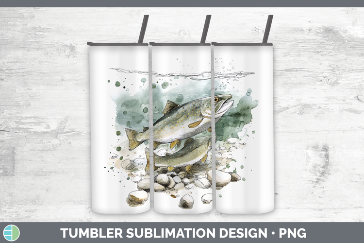 Lake Trout Lake Fish Sketch Tumbler Sublimation Design