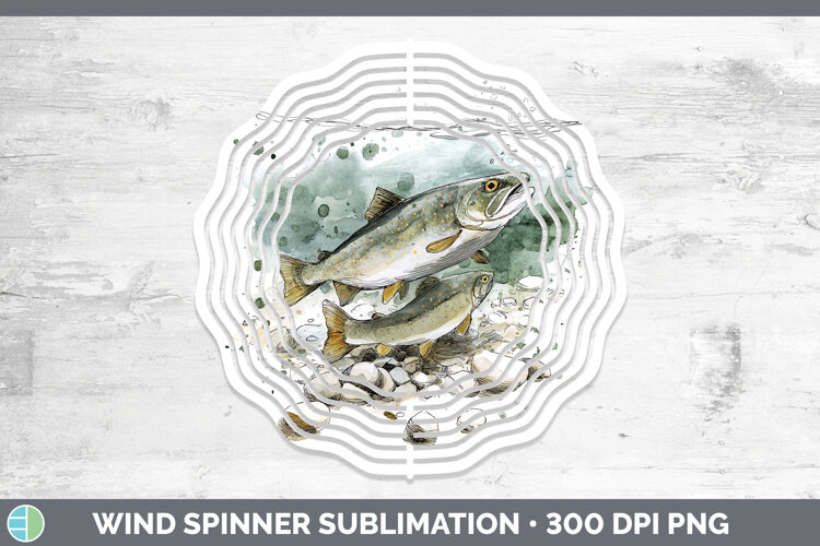 GorgeousLake Fish Sketch Wind Spinner design.