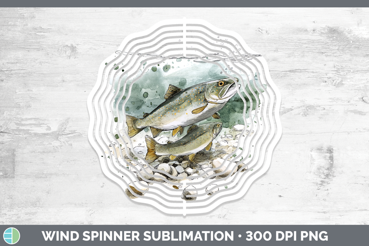 Lake Trout Lake Fish Sketch Wind Spinner Sublimation Design