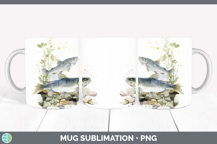 GorgeousLake Fish Sketch Mug Wrap design.