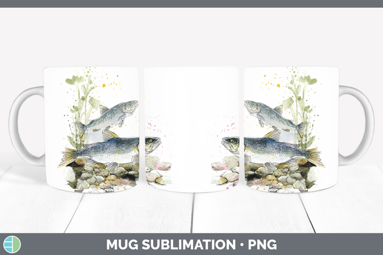 Lake Whitefish Lake Fish Sketch Mug Wrap Sublimation Design