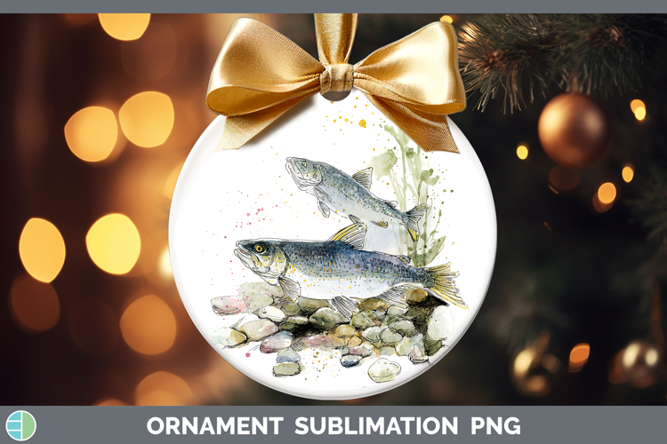 Lake Whitefish Lake Fish Sketch Ornament Sublimation Design