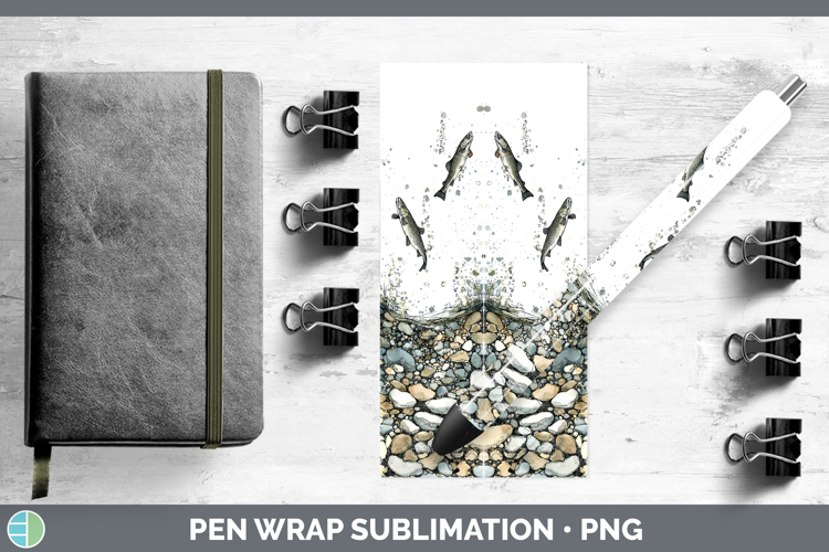 Lake Whitefish Lake Fish Sketch Pen Wrap Sublimation Design