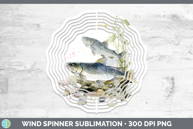 Lake Whitefish Lake Fish Sketch Wind Spinner Sublimation Des