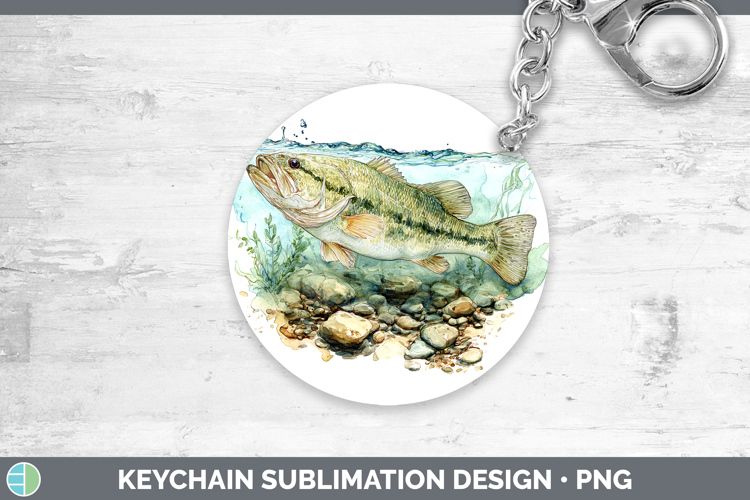 Largemouth Bass Lake Fish Sketch Keychain Sublimation Design