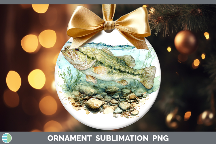 Largemouth Bass Lake Fish Sketch Ornament Sublimation Design