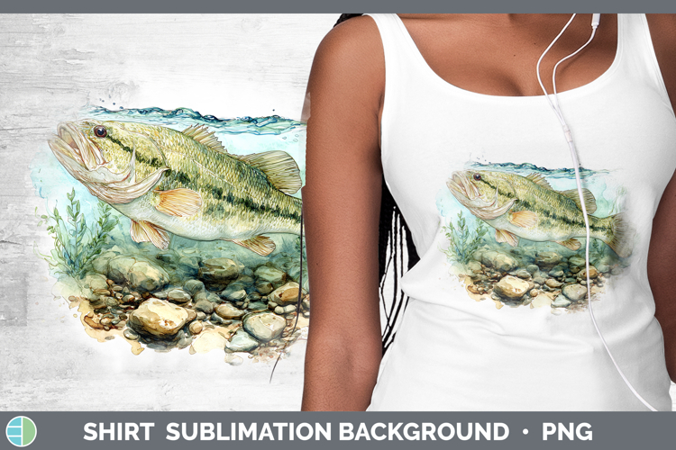 Largemouth Bass Lake Fish Sketch Shirt Sublimation Design