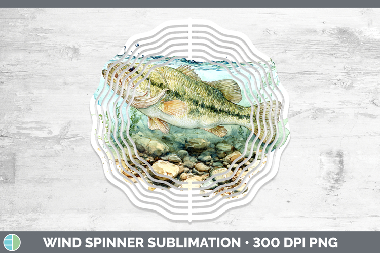 Largemouth Bass Lake Fish Sketch Wind Spinner Sublimation De