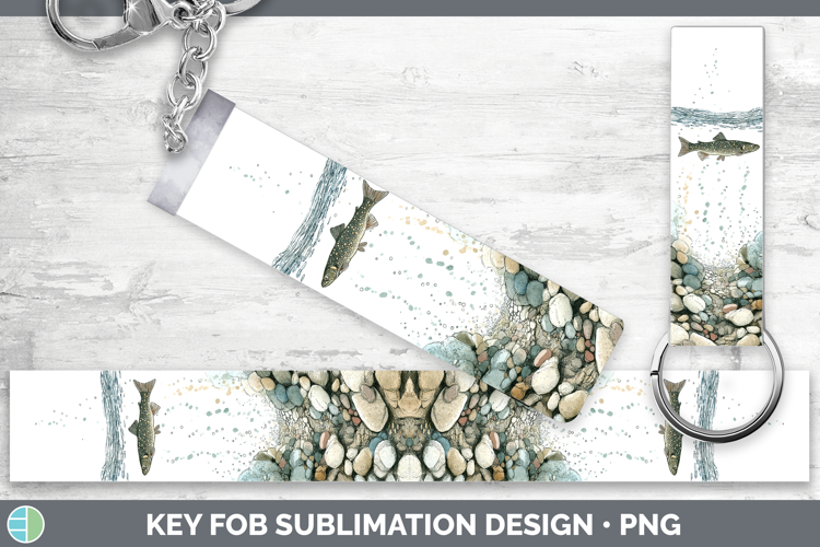 Mountain Whitefish Lake Fish Sketch Key Fob Sublimation Desi