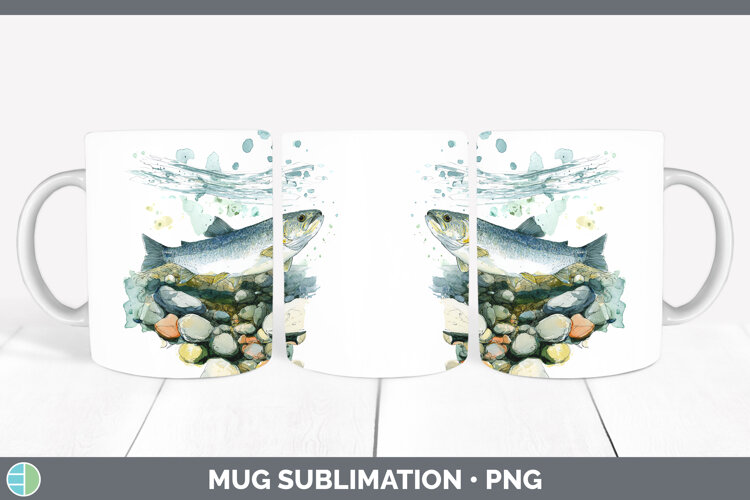 GorgeousLake Fish Sketch Mug Wrap design.