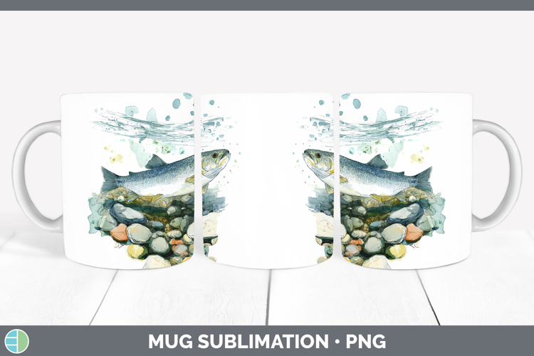 Mountain Whitefish Lake Fish Sketch Mug Wrap Sublimation Des