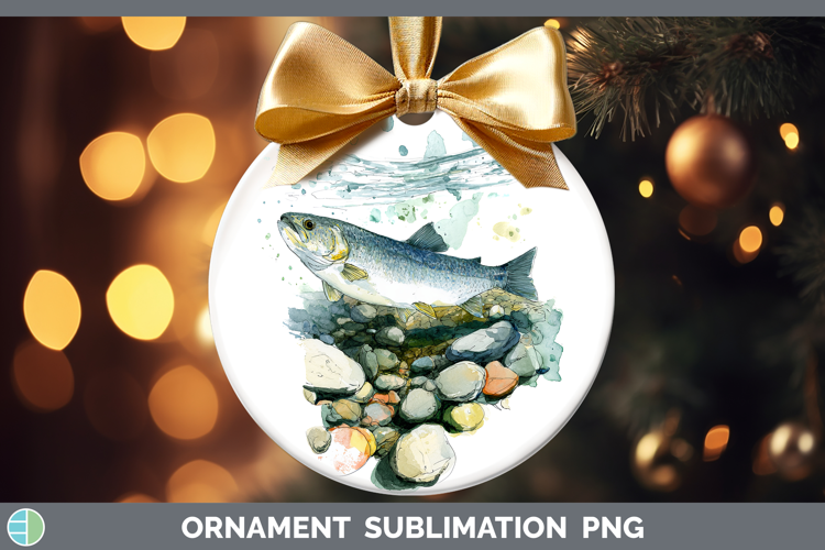 Mountain Whitefish Lake Fish Sketch Ornament Sublimation Des