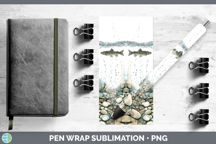 Mountain Whitefish Lake Fish Sketch Pen Wrap Sublimation Des