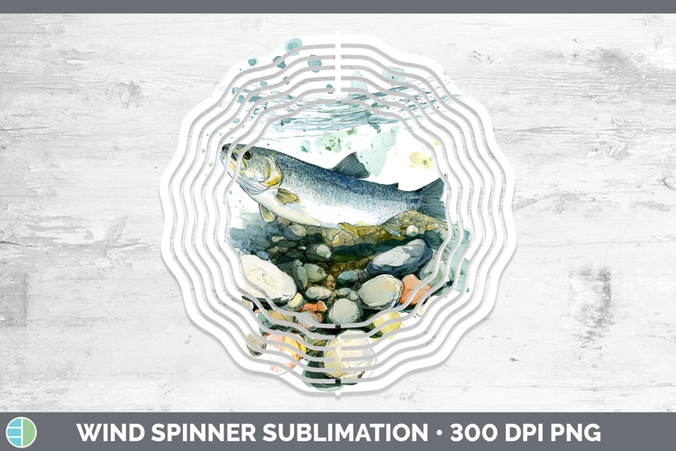 Mountain Whitefish Lake Fish Sketch Wind Spinner Sublimation