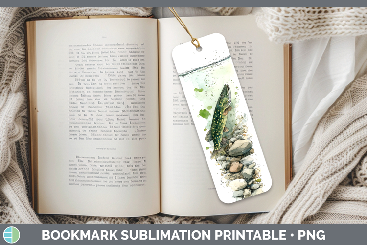 Muskellunge Lake Fish Sketch Bookmark Sublimation Design