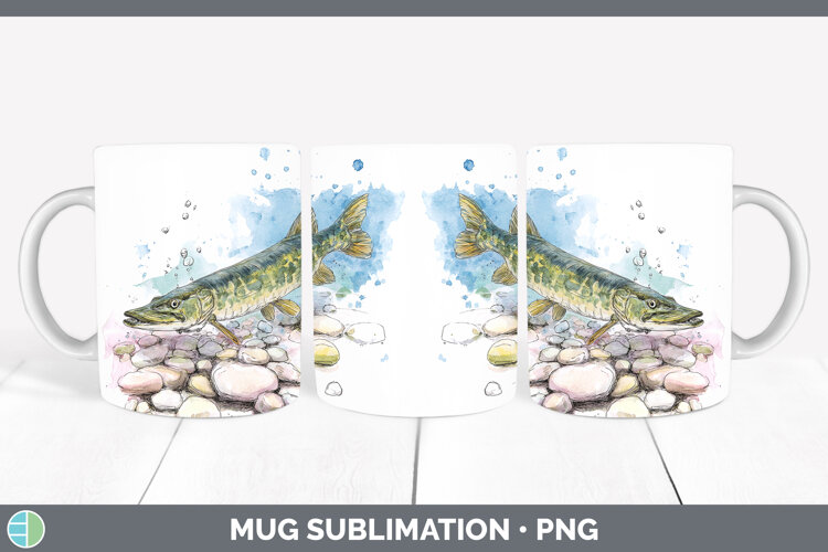 GorgeousLake Fish Sketch Mug Wrap design.