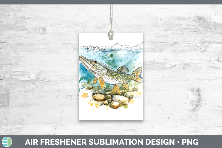 Northern Pike Lake Fish Sketch Air Freshener Sublimation Des
