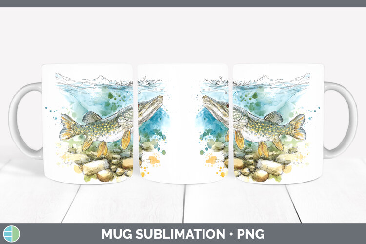 GorgeousLake Fish Sketch Mug Wrap design.