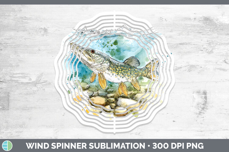 GorgeousLake Fish Sketch Wind Spinner design.