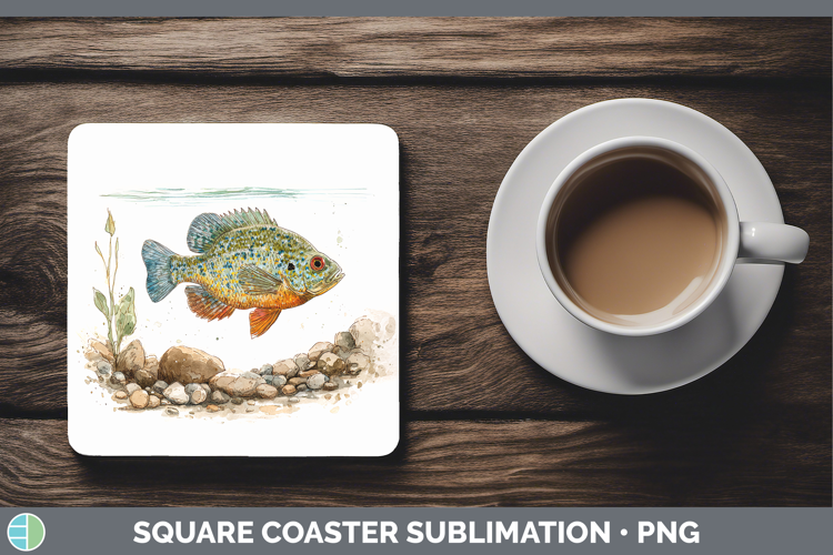 Pumpkinseed Sunfish Lake Fish Sketch Square Coaster Sublimat